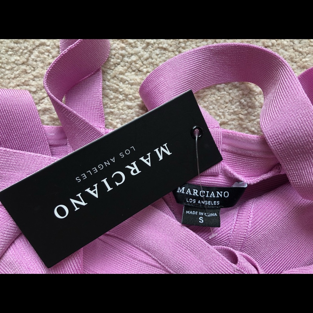 Marciano Clementine Halter Bandage Dress Lavender Purple Pink Strap Fitted S New - Picture 6 of 9